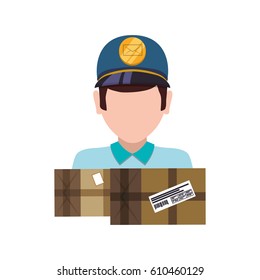 Mailman delivery service icon vector illustration graphic design
