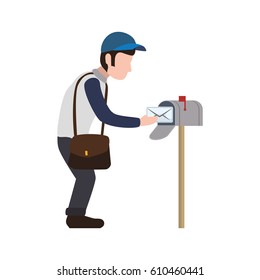 Mailman delivery service icon vector illustration graphic design