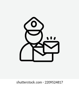  mailman icon, isolated Post Office outline icon in light grey background, perfect for website, blog, logo, graphic design, social media, UI, mobile app