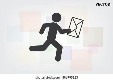 mailman icon vector illustration eps10. Isolated badge for website or app - stock infographics