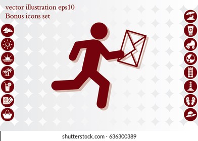 mailman icon vector illustration eps10. Isolated badge for website or app - stock infographics