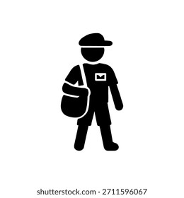 Symbol für Postbotenzustellungsdienst einzeln auf weißem Hintergrund