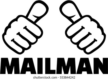 Mailman with thumbs. T-Shirt design.