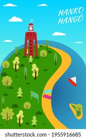 Main attraction of the water tower of Hanko city, Finland