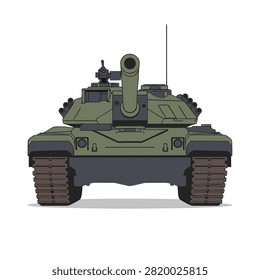 Main battle tank facing forward with cannon on white background.