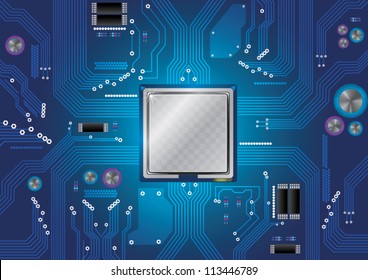 main board and cpu vector background