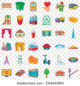 Main city icons set. Cartoon style of 36 main city vector icons for web for any design