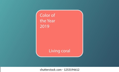 Main color of the year 2019 Living Coral. Swatch trend color for fashion industry cheerful shade soft and warm inspirational for seasonal backgrounds projects. Mockup. Vector illustration EPS 10