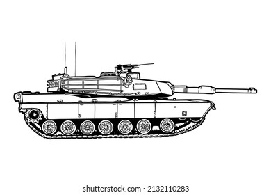 Hauptkampftank, Vektorgrafik - handgezeichnet - Out-Linie