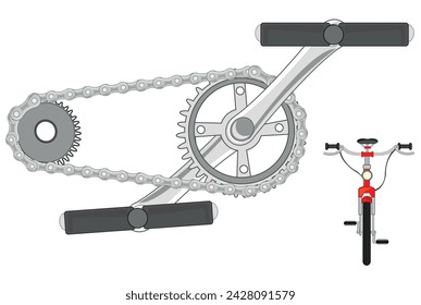 Main detail of the bicycle asterisk with chain