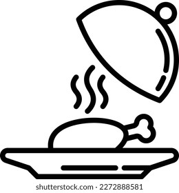 Hauptgericht im Restaurant dünne Linie Symbol. Hühner unter der Leine. Moderne Vektorgrafik.