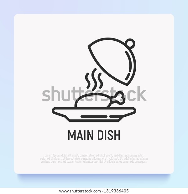 Main dish in restaurant thin line icon.\
Modern vector\
illustration.