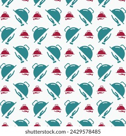 Main dish symbol multicolor decorative trendy red repeating pattern vector illustration