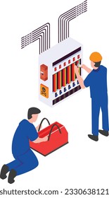 Main Distribution Board Control the power failure from the building switch panel of power plant isometric Concept vector icon design, Electrical engineer symbol, Wiring specialist Sign,
