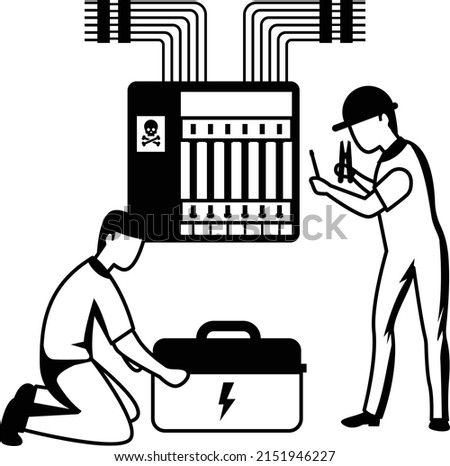 Main Distribution Board Control the power failure from the building switch panel of power plant Concept vector icon design, Electrician Profession symbol, Power Supply and wiring Sign,