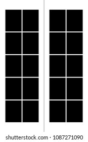 Main door isolated image vector. Design panels black and white. Architecture and interior element. Design print for concept, idea, background, backdrop. Set 2
