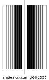 Main door vertical line isolated image vector. White and black. Architecture and interior element. Design print for concept, idea, background, backdrop. Set 1