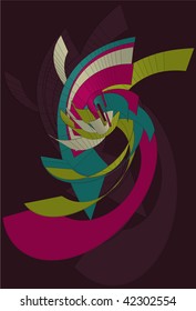 Main elements are on same layer grouped separately. Background objects are on separate layer.