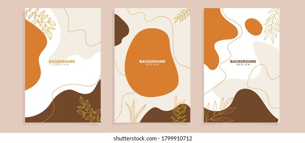 Main Feed and post creative Vector set. Background template with copy space for text and images design by abstract colored shapes, line arts , Tropical leaves