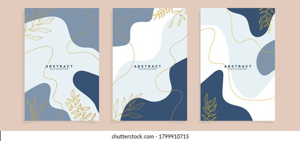 Main Feed and post creative Vector set. Background template with copy space for text and images design by abstract colored shapes, line arts , Tropical leaves