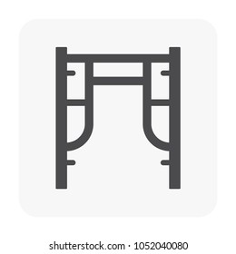 Main frame or H-frame vector icon. Walk Through type. Accessory, component or part of scaffolding system. Safety equipment use to built stage, temporary work platform for high building construction.