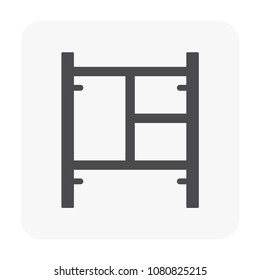 Main frame or H-frame vector icon. Walk Through type. Accessory, component or part of scaffolding system. Safety equipment use to built stage, temporary work platform for high building construction.