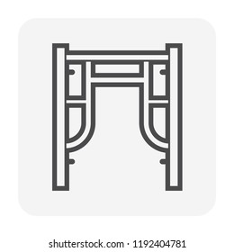 Main frame or H-frame vector icon. Walk Through type. Accessory part of scaffolding ringlock system. Safety equipment use to built stage and temporary work area with high building in construction site