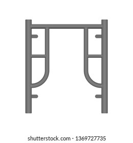 Main frame or H-frame vector icon. Walk Through type. Accessory, component or part of scaffolding system. Safety equipment use to built stage, temporary work platform for high building construction.