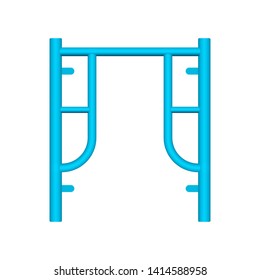 Main frame or H-frame vector icon. Walk Through type. Accessory, component or part of scaffolding system. Safety equipment use to built stage, temporary work platform for high building construction.