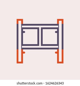 Main frame or H-frame vector icon. Semi type frame. Accessory, component or part of scaffolding system. Safety equipment use to built stage, temporary working platform for high building construction.