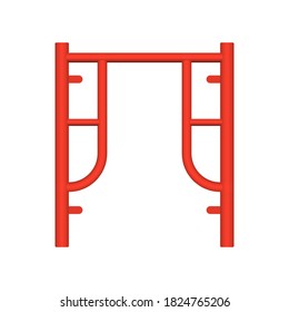 Main Frame Or H-frame Vector Icon. Walk Through Type. Accessory Part Of Scaffolding Ringlock System. Safety Equipment Use To Built Stage And Temporary Work Area With High Building In Construction Site