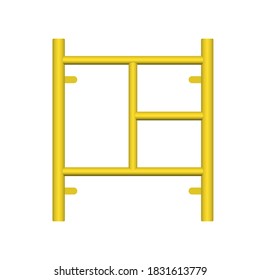 Main frame or H-frame vector icon. Step frame type. Accessory part of scaffolding ringlock system. Safety equipment use to built stage and temporary work area with high building in construction site.