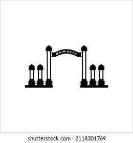 main gate vintage retro minimalist logo vector illustration design