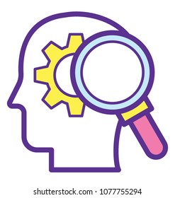 
A main with gear under magnifier concept of critical judgement 
