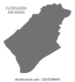 Flörsheim am Mapa de la ciudad principal de Alemania forma de silueta de ilustración gris