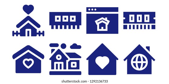  main icon set. 8 filled main icons. Simple modern icons about  - Home, Ram, Homepage