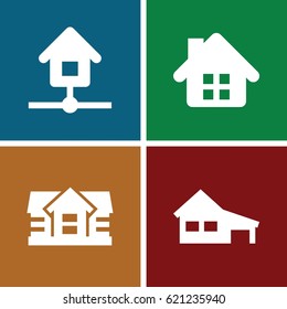Main icons set. set of 4 main filled icons such as house