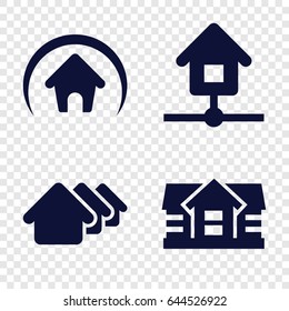 Main icons set. set of 4 main filled icons such as house
