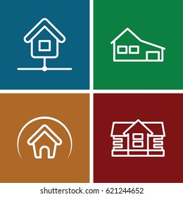 Main icons set. set of 4 main outline icons such as house
