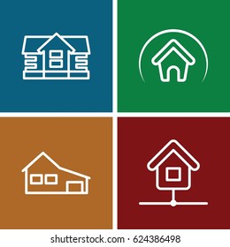 Main icons set. set of 4 main outline icons such as house
