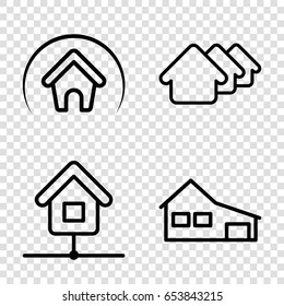 Main icons set. set of 4 main outline icons such as house