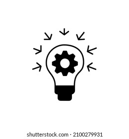 Idea principal Icono en glifo plano negro, estilo relleno aislado en fondo blanco
