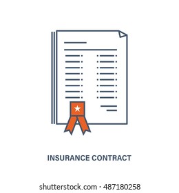 The main idea of this illustration in insurance services, the image of the contract of life insurance. The vector illustration can be used in banners, advertising, web elements, brochures.