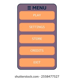 Main Menu for Mobile Game. User Interface Design.