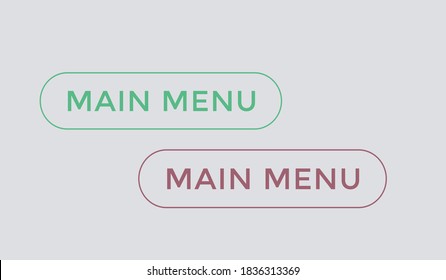 main menu text button. main menu web button. label main menu sign icon. main menu
