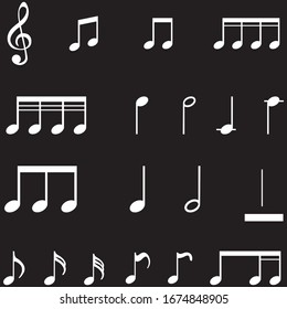 Main musical notes icons  Black & Wiite