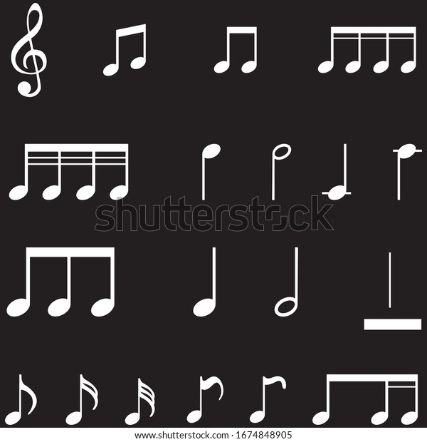 main-musical-notes-icons-black-wiite-stock-vector-royalty-free