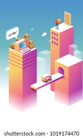 Hauptseite für Online Shopping Thema. Isometrische Illustration