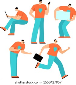 Main Page Web Design with Cartoon Characters of Man in Flat Style for Your Projects