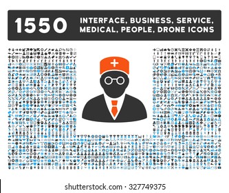 Main Physician and other web interface, business tools, people poses, medical service vector icons. Style is flat symbols, bicolored, rounded angles, white background.